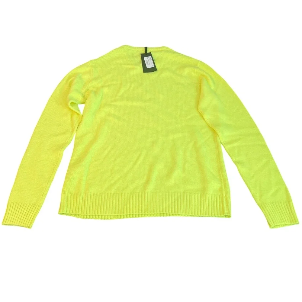 NWT Yoon Italy Luxury Neon Yellow Slim Fit Wool Alpaca Blend Crewneck Sweater M‎